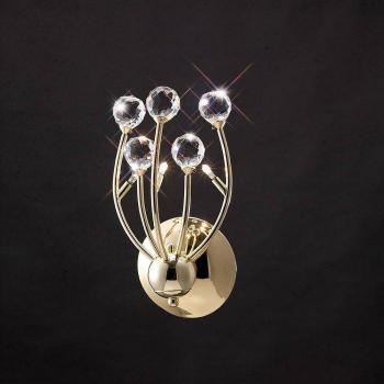 Aplique de Pared Xeena con Interruptor, 3 Bombillas G4, Diseño Francés, Acabado en Oro y Cristal, NO Compatible con LED/CFL