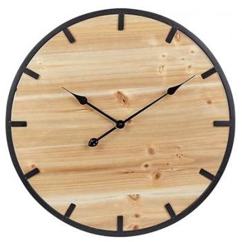 Reloj de Pared Moderno Caborca 60 cm Madera Clara y Metal Negro