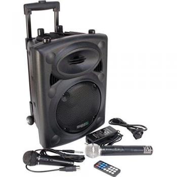 Ibiza Sound PORT8VHF-BT Sistema de sonido portátil y autónomo de 20 cm, Bluetooth, Wireless, potencia de 200 W con un alcance de hasta 400 W, Negro