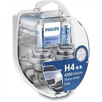 Philips 12342WVUSM WhiteVision Efecto Xenon H4 Bombilla para Faros Delanteros, 4.200K, Set de 2