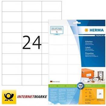 Herma Etiket SuperPrint 4464 - Etiquetas autoadhesivas para impresoras de alta calidad, tamaño 70 x 37 mm, color blanco