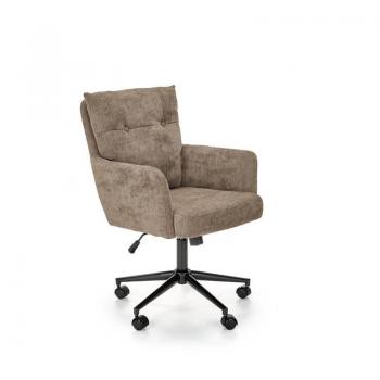 Silla de oficina FLORES, giratoria, color beige oscuro y marrón claro, con ruedas y función de inclinación
