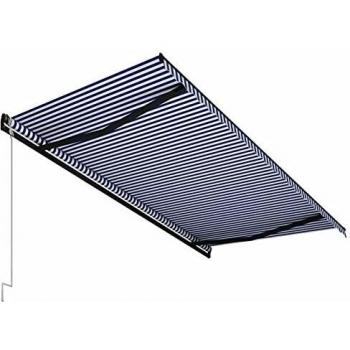 Toldo automático retráctil azul y blanco 500x300 cm