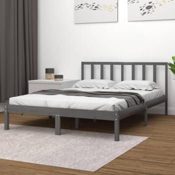 Cama King Size de pino macizo gris 150x200 cm