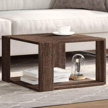 Mesa de centro de madera de ingeniería 51,5x51,5x30 cm en colores Blanco, Negro y Roble Sonoma - Mesita de Salón o Comedor o Auxiliar