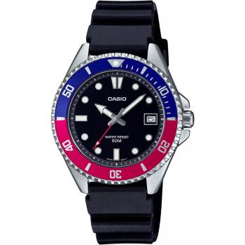 Casio Collection Men's Watch MDV-10-1A2VEF with Black Resin Strap and Black Dial