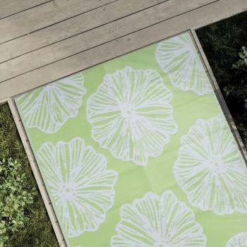 Alfombra de Exterior PP 120x180 cm Jardín Patio Terraza Balcón Color Verde con Patrón de Hoja