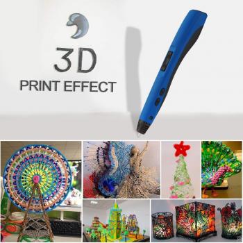 3D Pluma Inteligente LESHP 4ªGeneración Lapiz 3D Pen Bolígrafo de Impresión Estereoscópica para figura 3D con pantalla LED + velocidad ajustable+ 3 ABS filamentos, azul