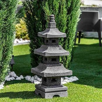 Linterna japonesa pagoda de piedra volcánica 80 cm