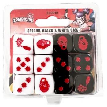 Asmodee Zombicide 2e: Special Black & White Dice Expansión Juego de Mesa - expansión para el juego de mesa Zombicide, incluye dados especiales en blanco y negro