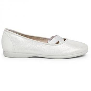 Bailarinas de Niña Estilo Ballet con Acabado Brillante en Color Plata - Talla 37