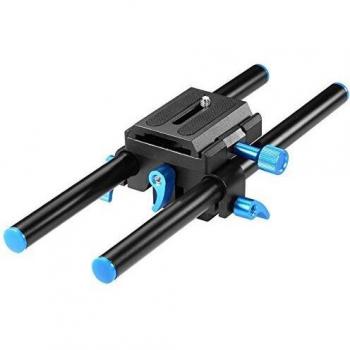 Neewer - Sistema de Soporte Universal de Rail Rod 15mm, Aluminio, High Riser, Cámara DSLR, Placa Base de montaje 25cm con Tornillo 1/4 Placa de zapata rápida para seguir el enfoque, Matte