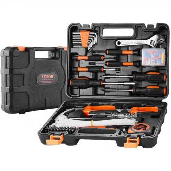 Vevor 132-Piece High-Quality Steel Household Hand Tool Kit with Portable Storage Case for Home Repair