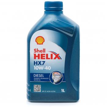 Aceite de motor Shell Helix HX7 Diesel 10W40 - Tecnología Sintética, 1 litro, formulación sintética, adecuado para motores diésel, protección contra el desgaste, limpieza del motor y eficiencia en el consumo de combustible
