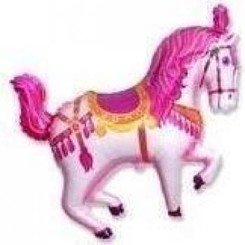 2- Horse Balloon 35 Inch Pink Circus/ Carousel/ Carnival Horse Shaped Foil Merry Go Round by A Charming Galore