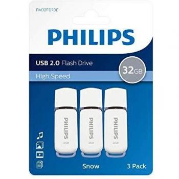 Memoria USB 2.0 Philips Snow Edition (32 GB, 3 Unidades), Color Gris