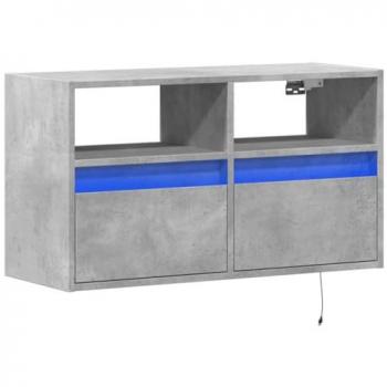 Mueble de TV de Pared con Luces LED Gris Hormigón 80x31x45 cm