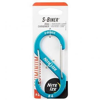Nite ize SBA4-03-R6 SBINER Aluminum #4-MOSQUETÓN Aluminio Doble Entrada-Verde, Azul
