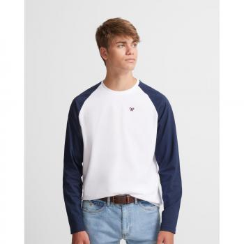 Silbon - Camiseta de hombre de manga larga bicolor azul