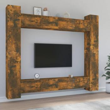 Set de muebles para TV 8 piezas madera contrachapada roble ahumado 100 x 30 x 30 cm