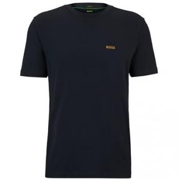Camiseta BOSS Verde para Hombre, Algodón Elástico, Logo en Contraste, Talla L, Casual