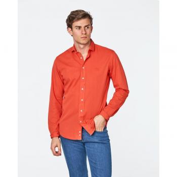 CAMISA DE HOMBRE GABARDINA SLIM CUELLO CUTAWAY LISO NARANJA