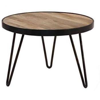 Miliboo - Mesa de centro redonda diseño industrial 50x35cm Atelier