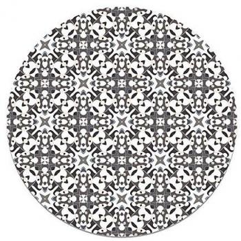 Alfombra Vinílica Redonda Azulejo Hidráulico Oriental Gris 150x150 cm - Antideslizante e Ignífuga para Cocina y Salón