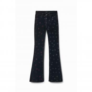 Desigual Women's Black Flared Jeans with Zip Fastening, Autumn/Winter Collection