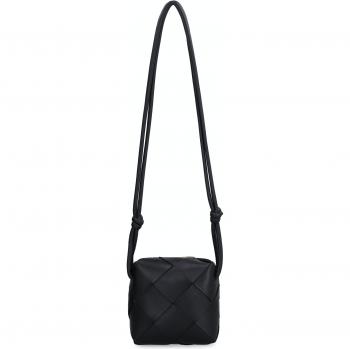 Bottega Veneta Women's Cassette Leather Mini Crossbody Bag in Black - Woven Nappa, Size: OS, Color 8425