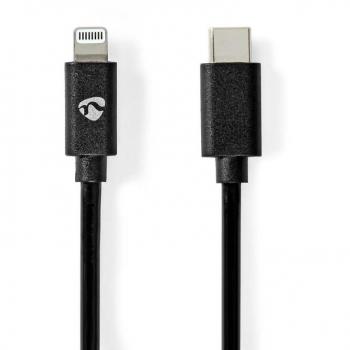 Cable Lightning USB 2.0 de 2m | Conector Apple Lightning 8-Pines y USB-C Macho | Velocidad de 480 Mbps | Recubrimiento Vernickelado
