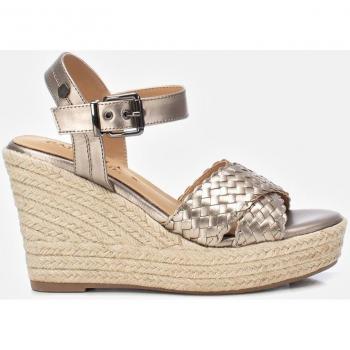 Sandalias de cuña de piel para mujer - Modelo 161623 (dorado)
