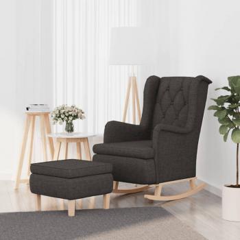 Sillón mecedor con taburete de tela gris claro, gris oscuro y crema - Sillón cómodo para dormitorio y sala de estar