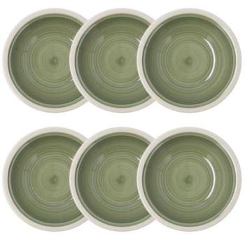 Plato Hondo Cerámico Grande 21,5cm Verde Decorado Apilable y Apto para Microondas