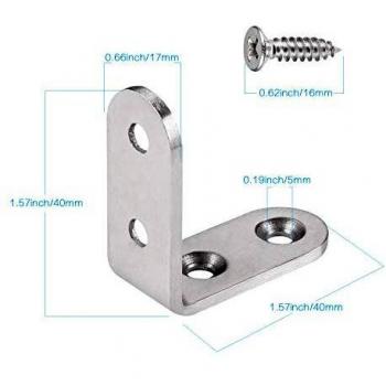 JIZZU 8Pcs Escuadras Metálicas Escuadras para Estanterias Soporte de Esquina de Acero Inoxidable Soporte en Forma de L de Ángulo Recto de 90 Grados para Estantes, Mesas, Sillas, Camas, Ventanas