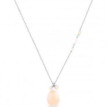 Collar Luxenter Adak de Aleación de Metal con Baño de Rodio y Ágata Naranja