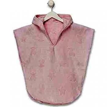 TOUS BABY - Poncho con Capucha de Rizo para tu bebé. Color Rosa