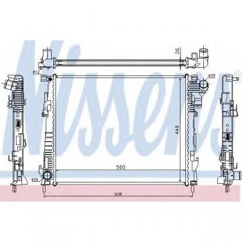 Radiador de refrigeración del motor NISSENS 63122 con características de alta eficiencia térmica, construcción robusta y diseño específico para vehículos, garantizando un rendimiento óptimo en la regulación de temperatura del motor