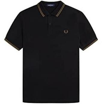 Fred Perry Men's Twin Tipped Signature Polo Shirt - Black/Shaded Stone Q27 - Size L