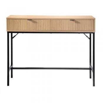 Consola 2 Cajones Frontal Efecto Madera Ranurada - L100 x H80 cm