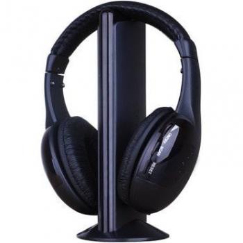 Auriculares Estéreo Inalámbricos 5 en 1 con Micrófono de 3,5mm y Cancelación de Ruido para TV, MP3, PC, FM e iPod