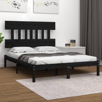 Estructura de cama vidaXL de madera maciza negra 120x200 cm