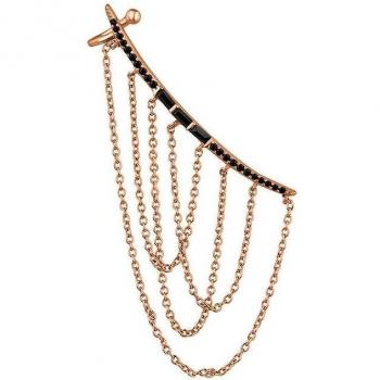 Pendiente trepador Earcandy Merari de plata y baño de oro rosa