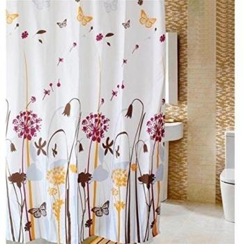 SUN-Diente de leš®n patrš®n impermeable Mildew cortina de ducha con 12 ganchos , wide 220x high 200cm