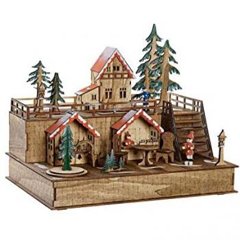 Adorno Navideño DKD Home Decor Casa Rojo Verde Naranja Natural Marrón oscuro Madera 30 x 22,5 x 25,5 cm
