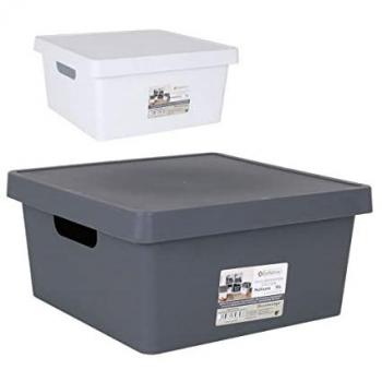 Caja de Almacenaje Cuadrada Con Tapa Multicolor 10L Confortime