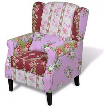 vidaXL Sillón de Salón Estilo de Patchwork Diseño de Flores Asiento Relajación