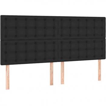 Cabecero con luces LED cuero sintético negro 160x5x118/128 cm