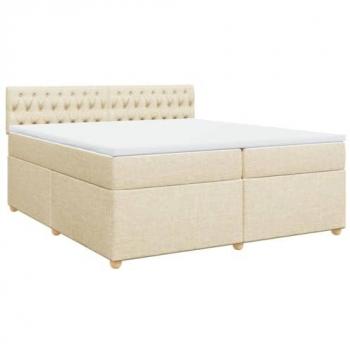 Cama Box Spring con Colchón Tela Color Crema 200x200 cm