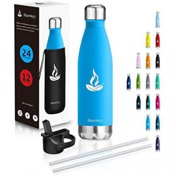 Baomay Botella de Agua Frio : Termo de Acero Inoxidable - 350ml 500ml 750ml Termica Botellas Reutilizable, Sin BPA & Eco Friendly, Doble Pared Aislamiento al Vacío, para Oficina, Colegio, Playa